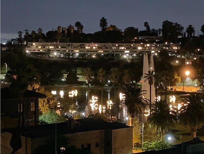 Echo Park Lake Evening Lights